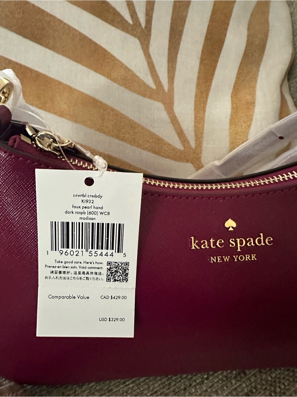 kate spade Plum Madison Faux Pearl Convertible Crossbody Bag - Picture 9 of 12